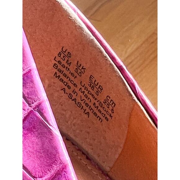 Franco Sarto Sasha Pink Fuchsia Block Heels 8.5 Croc 3.5" Heel Pointed Toe Heel - Picture 8 of 8